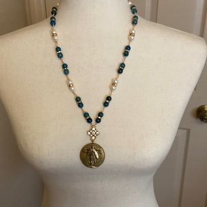 Handcrafted necklace, bronze Archangel Michael.